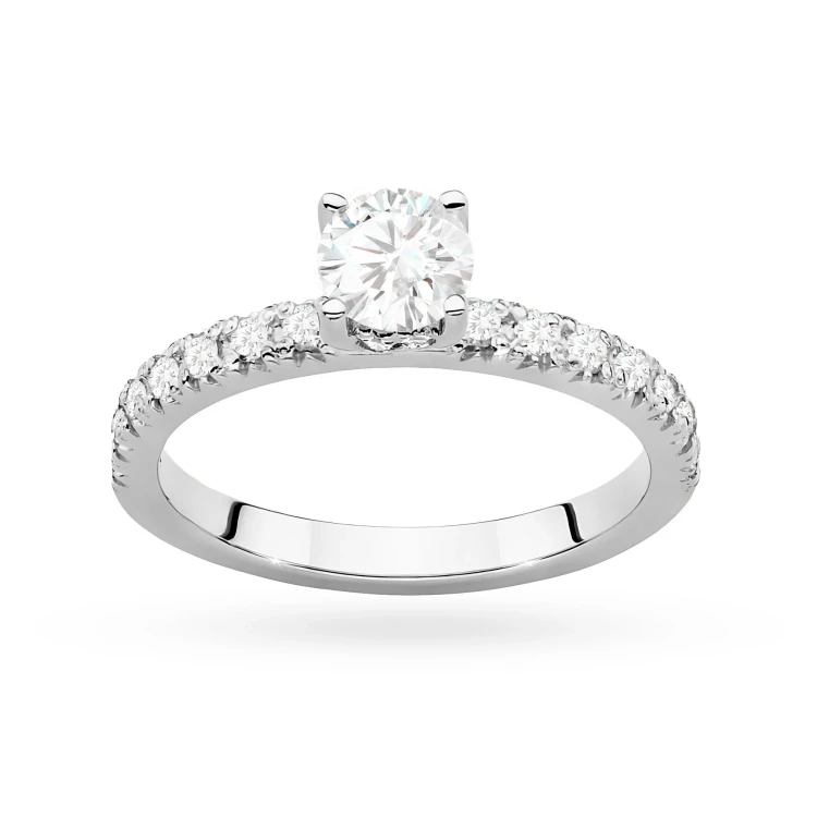 Złoty pierścionek diament laboratoryjny 0,50ct kamienie na szynie i koronie białe złoto Lab Diamonds W0546.B3.LDW.02 marko