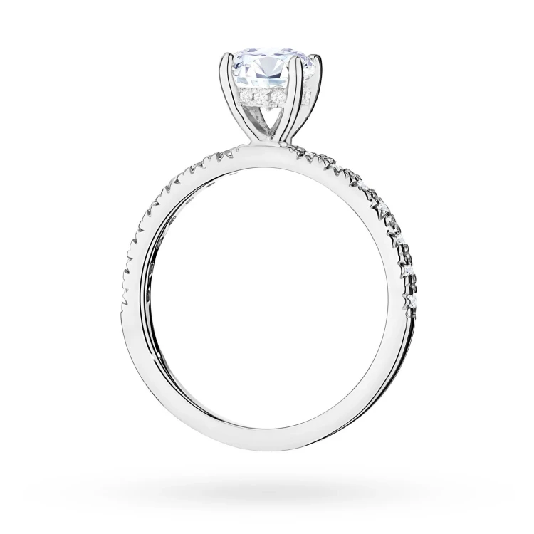 Złoty pierścionek diament laboratoryjny 0,70ct kamienie na szynie i koronie białe złoto Lab Diamonds W0546.B3.LDW.03 marko