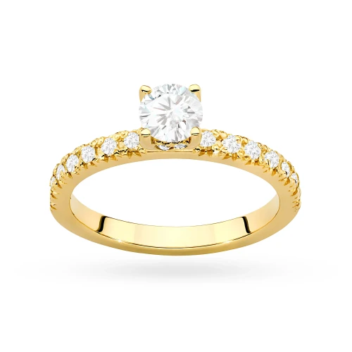 Złoty pierścionek diament laboratoryjny 0,40ct kamienie na szynie i koronie żółte złoto Lab Diamonds W0546.Z3.LDW.01 marko