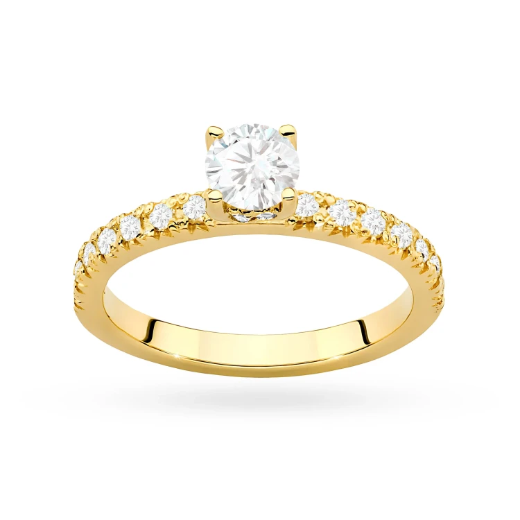 Złoty pierścionek diament laboratoryjny 0,40ct kamienie na szynie i koronie żółte złoto Lab Diamonds W0546.Z3.LDW.01 marko
