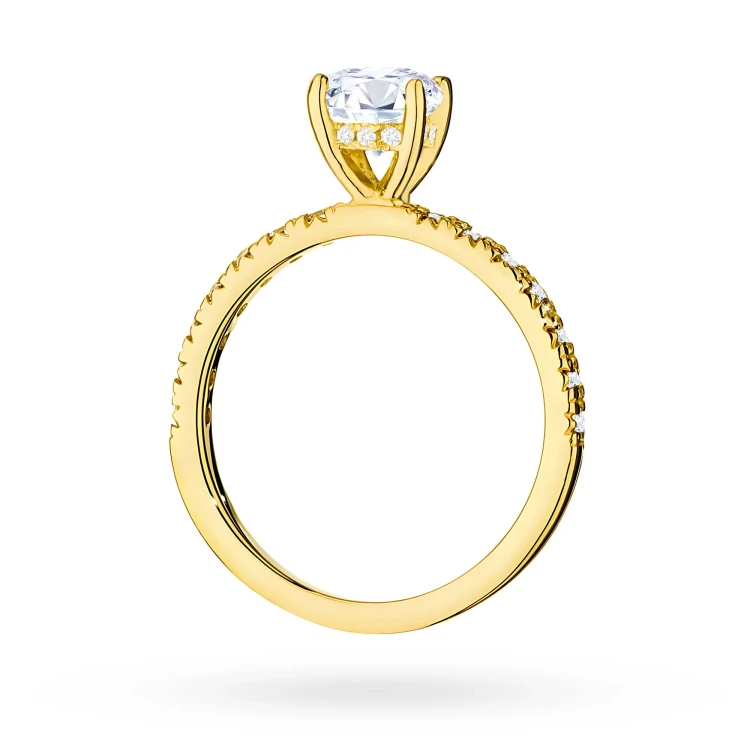 Złoty pierścionek diament laboratoryjny 0,70ct kamienie na szynie i koronie żółte złoto Lab Diamonds W0546.Z3.LDW.03 marko