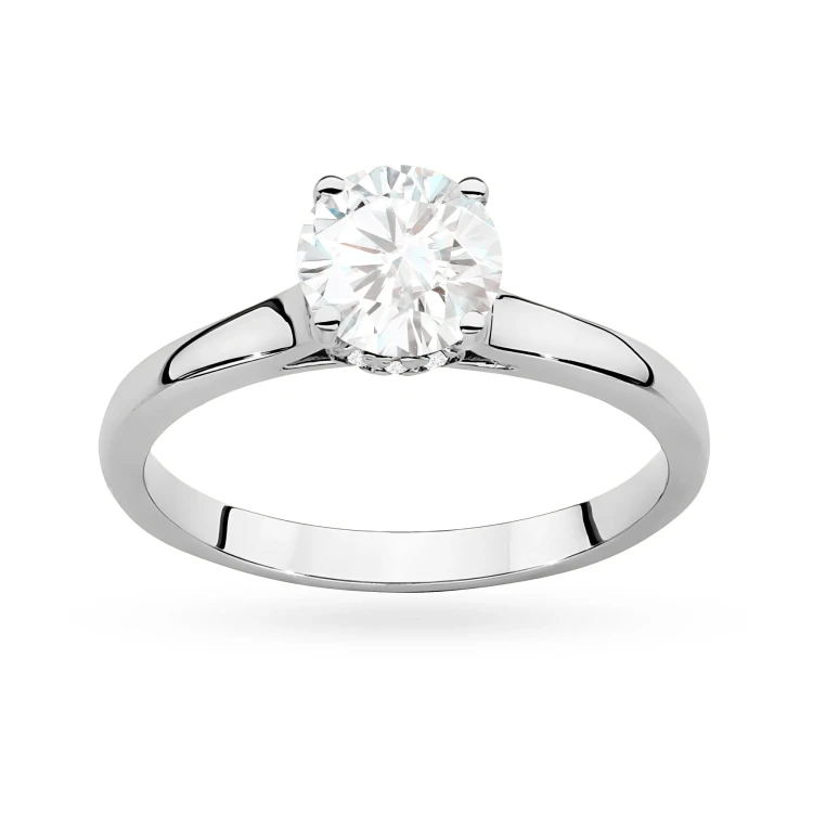 Złoty pierścionek diament laboratoryjny 1,00ct i kamienie na koronie białe złoto Lab Diamonds W0547.B3.LDW.04 marko