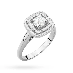 Pierścionek z białego złota z diamentem  laboratoryjnym 0,40ct i 56 dodatkowych kamieni Lab Diamonds