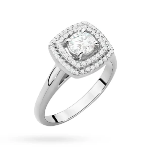 Pierścionek z białego złota z diamentem  laboratoryjnym 0,50ct i 56 dodatkowych kamieni Lab Diamonds