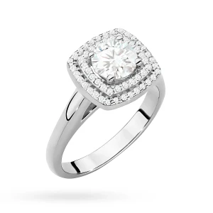 Pierścionek z białego złota z diamentem  laboratoryjnym 0,70ct i 56 dodatkowych kamieni Lab Diamonds