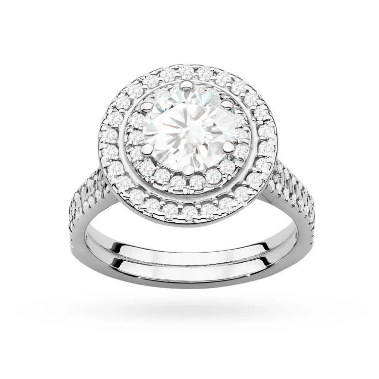 Okazały pierścionek diament laboratoryjny 1,00ct i 88 kamieni bocznych białe złoto Lab Diamonds W0549.B3.LDW.04 marko