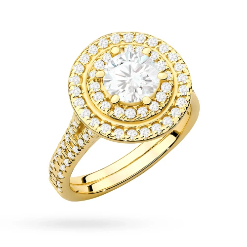 Okazały pierścionek diament laboratoryjny 0,70ct i 88 kamieni bocznych żółte złoto Lab Diamonds W0549.Z3.LDW.03 marko