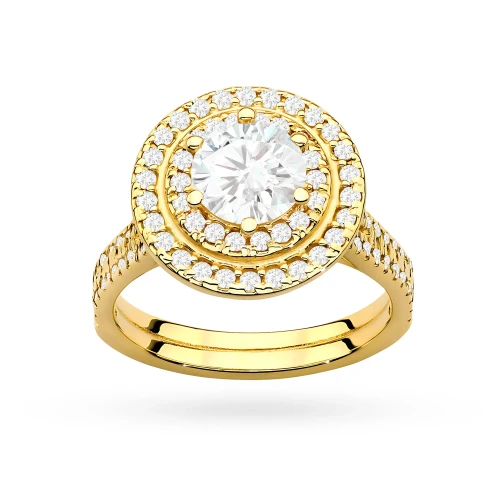 Okazały pierścionek diament laboratoryjny 0,70ct i 88 kamieni bocznych żółte złoto Lab Diamonds W0549.Z3.LDW.03 marko