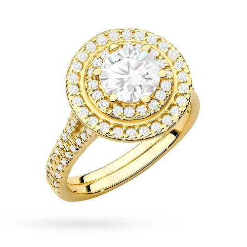Okazały pierścionek diament laboratoryjny 1,00ct i 88 kamieni bocznych żółte złoto Lab Diamonds W0549.Z3.LDW.04 marko