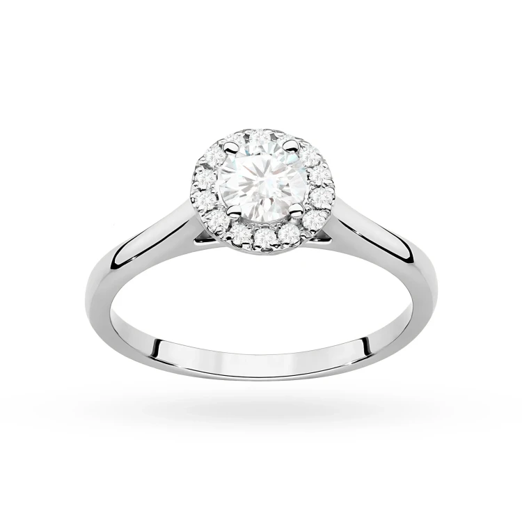 Pierścionek z białego złota Halo Ring brylant 0,40ct i kamienie boczne Dynastia W0550.B3.DIW.01 marko