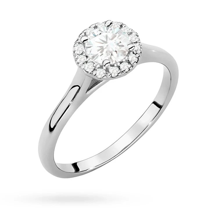 Pierścionek z białego złota Halo Ring brylant 0,50ct i kamienie boczne Dynastia W0550.B3.DIW.02 marko