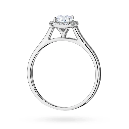 Pierścionek z białego złota Halo Ring brylant 0,50ct i kamienie boczne Dynastia
