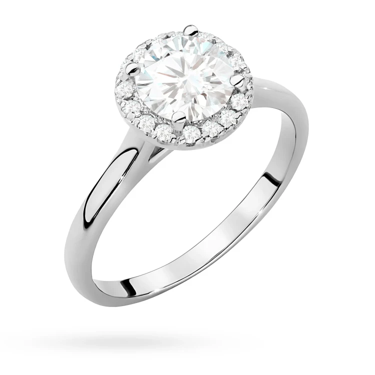 Pierścionek z białego złota Halo Ring brylant 1,00ct i kamienie boczne Dynastia W0550.B3.DIW.04 marko
