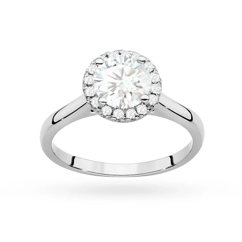 Pierścionek z białego złota Halo Ring brylant 1,00ct i kamienie boczne Dynastia W0550.B3.DIW.04 marko