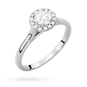 Pierścionek z białego złota Halo Ring  diament laboratoryjny 0,40ct i kamienie boczne Lab Diamonds
