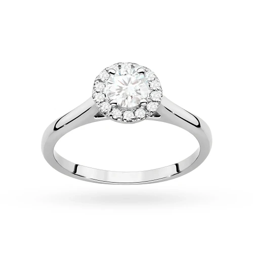 ierścionek z białego złota Halo Ring diament laboratoryjny 0,40ct i kamienie boczne Lab Diamonds W0550.B3.LDW.01 marko