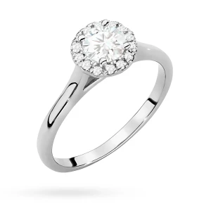 Pierścionek z białego złota Halo Ring  diament laboratoryjny 0,50ct i kamienie boczne Lab Diamonds