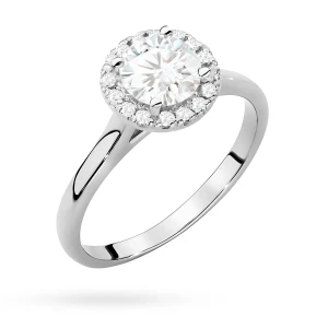 Pierścionek z białego złota Halo Ring  diament laboratoryjny 0,70ct i kamienie boczne Lab Diamonds