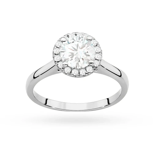 Pierścionek z białego złota Halo Ring diament laboratoryjny 0,70ct i kamienie boczne Lab Diamonds W0550.B3.LDW.03 marko