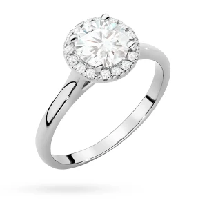 Pierścionek z białego złota Halo Ring  diament laboratoryjny 1,00ct i kamienie boczne Lab Diamonds