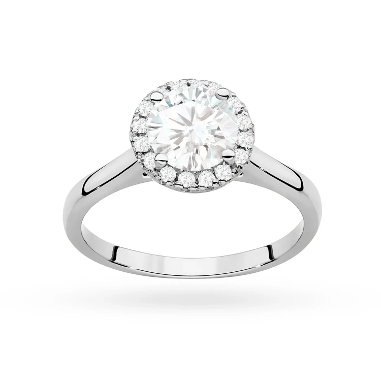 Pierścionek z białego złota Halo Ring diament laboratoryjny 1,00ct i kamienie boczne Lab Diamonds W0550.B3.LDW.04 marko