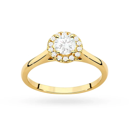 Pierścionek z żółtego złota Halo Ring diament laboratoryjny 0,40ct i kamienie boczne Lab Diamonds W0550.Z3.LDW.01 marko
