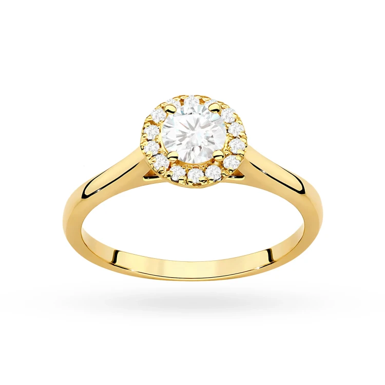 Pierścionek z żółtego złota Halo Ring diament laboratoryjny 0,40ct i kamienie boczne Lab Diamonds W0550.Z3.LDW.01 marko