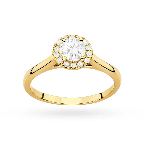 Pierścionek z żółtego złota Halo Ring diament laboratoryjny 0,50ct i kamienie boczne Lab Diamonds W0550.Z3.LDW.02 marko
