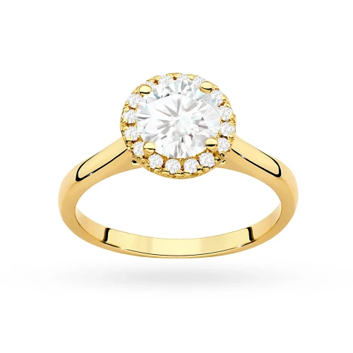 Pierścionek z żółtego złota Halo Ring diament laboratoryjny 1,00ct i kamienie boczne Lab Diamonds W0550.Z3.LDW.04 marko