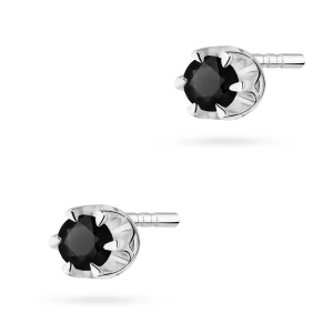 Kolczyki z czarnymi brylantami z białego złota klasyczne basic 0,24ct