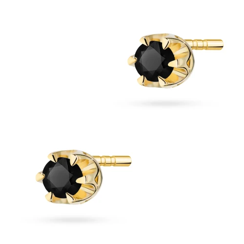 Złote kolczyki z czarnymi brylantami klasyczne basic 0,24ct K0032.Z3.DIB.03 marko