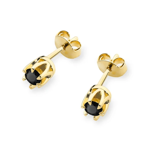 Złote kolczyki z czarnymi brylantami klasyczne basic 0,24ct K0032.Z3.DIB.03 marko