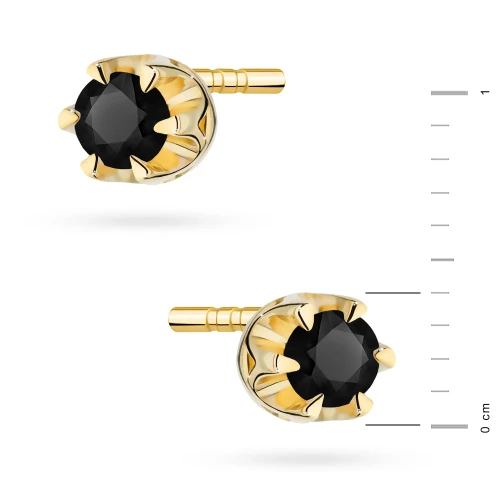 Złote kolczyki z czarnymi brylantami klasyczne basic 0,24ct