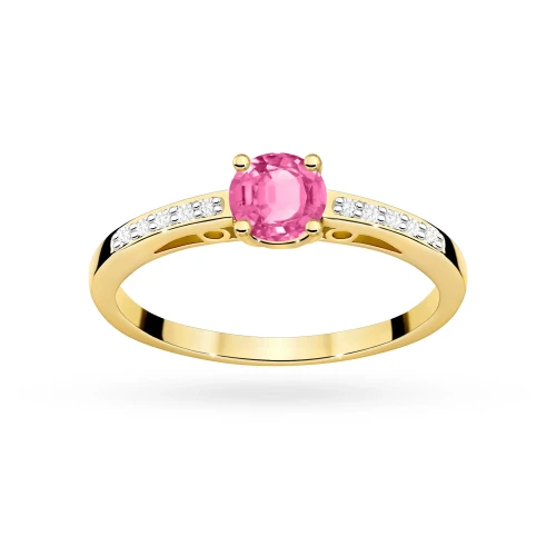 Złoty pierścionek zaręczynowy Kultowa okrągły różowy topaz i brylanty W0066.Z3.TOP.01 marko