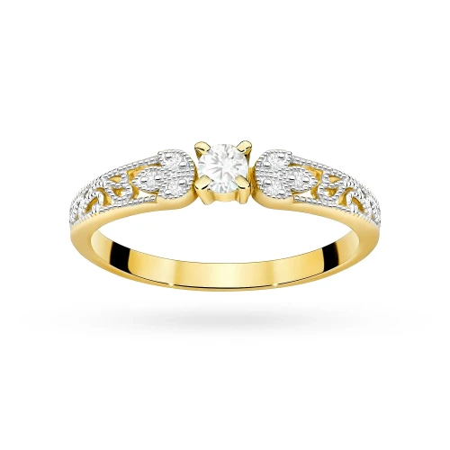 Ażurowy złoty pierścionek diamenty laboratoryjne żółte złoto Lab Diamonds W0411.Z3.LDW.01 marko