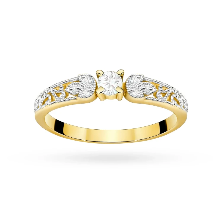 Ażurowy złoty pierścionek diamenty laboratoryjne żółte złoto Lab Diamonds W0411.Z3.LDW.01 marko