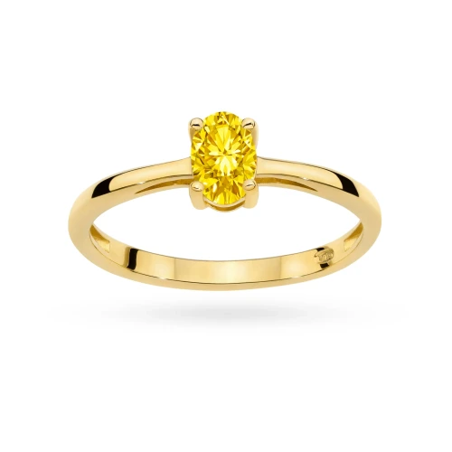 Złoty pierścionek z pojedynczym owalnym żółtym diamentem laboratoryjnym 0,50ct Lab Diamonds W0685.Z3.LDY.01 marko