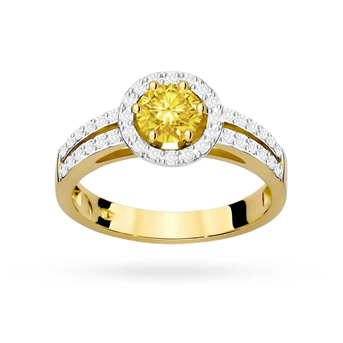 Złoty pierścionek zaręczynowy z okrągłym żółtym diamentem laboratoryjnym Lab Diamonds W0087.Z3.LDY.01 marko
