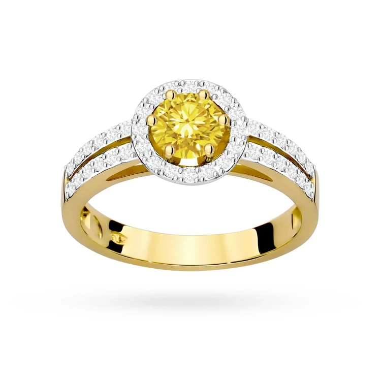 Złoty pierścionek zaręczynowy z okrągłym żółtym diamentem laboratoryjnym Lab Diamonds W0087.Z3.LDY.01 marko