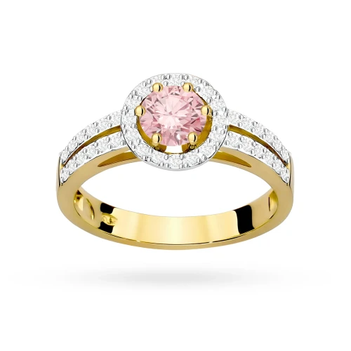 Złoty pierścionek zaręczynowy z okrągłym różowym diamentem laboratoryjnym Lab Diamonds W0087.Z3.LDP.01 marko