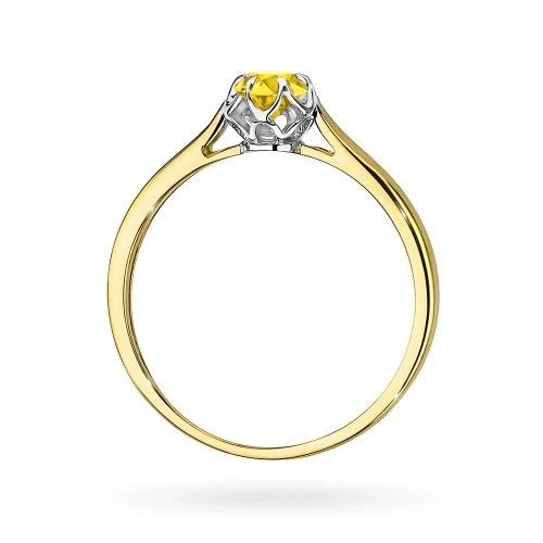 Pierścionek zaręczynowy ze złota żółty  diament laboratoryjny Lab Diamonds 0,15ct kwiatek