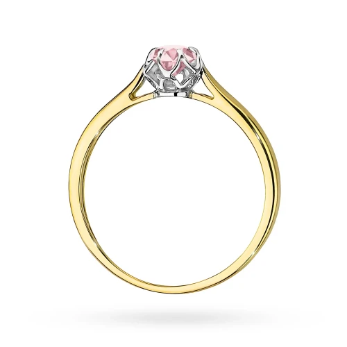 Pierścionek zaręczynowy ze złota różowy  diament laboratoryjny Lab Diamonds 0,15ct kwiatek