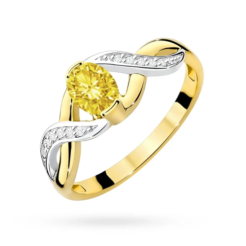 Zaplatany pierścionek ze złota z okrągłym żółtym diamentem laboratoryjnym Lab Diamonds W0028.Z3.LDY.01 marko