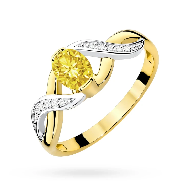 Zaplatany pierścionek ze złota z okrągłym żółtym diamentem laboratoryjnym Lab Diamonds W0028.Z3.LDY.01 marko