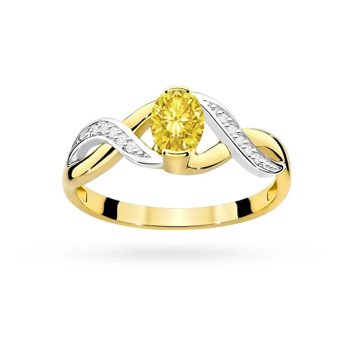 Zaplatany pierścionek ze złota z okrągłym żółtym diamentem laboratoryjnym Lab Diamonds W0028.Z3.LDY.01 marko