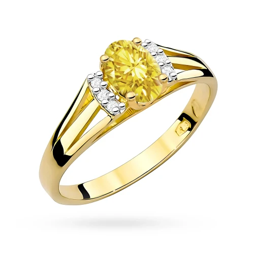 Złoty pierścionek zaręczynowy z owalnym żółtym diamentem laboratoryjnym Lab Diamonds W0005.Z3.LDY.01 marko