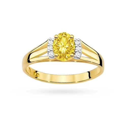 Złoty pierścionek zaręczynowy z owalnym żółtym diamentem laboratoryjnym Lab Diamonds W0005.Z3.LDY.01 marko