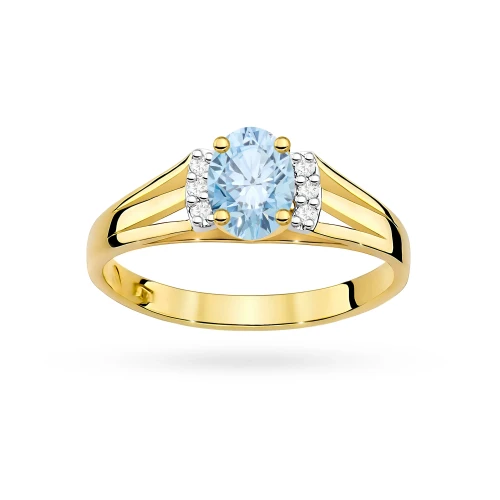 Złoty pierścionek zaręczynowy z owalnym niebieskim diamentem laboratoryjnym Lab Diamonds W0005.Z3.LDA.01 marko