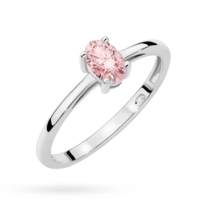 Pierścionek z białego złota  z pojedynczym owalnym różowym diamentem laboratoryjnym 0,50ct Lab Diamonds