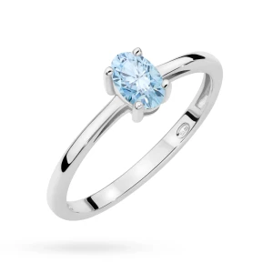 Pierścionek z białego złota  z pojedynczym owalnym niebieskim diamentem laboratoryjnym 0,50ct Lab Diamonds